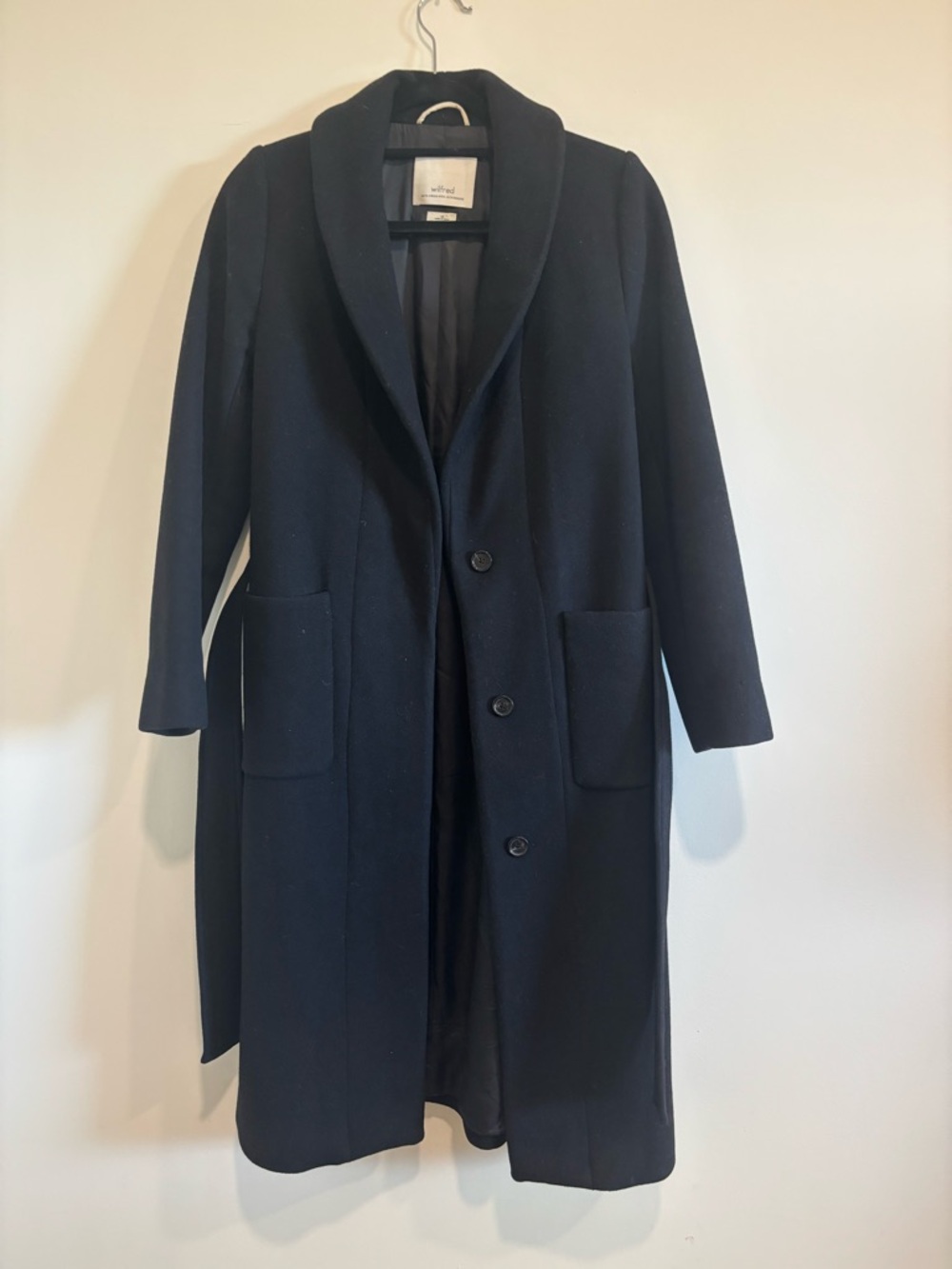 Wilfred Black Long Wool/Cashmere-Blend Coat
